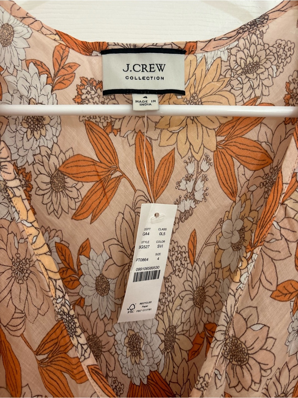 NWT J. Crew Collection Floral Maxi Dress - Peachy Orange with Flowers - Picture 5 of 6